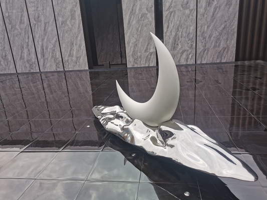 Eye Catching Metal Art Sculptures Crescent Water Feature Sculpture Made Of Composite Materials