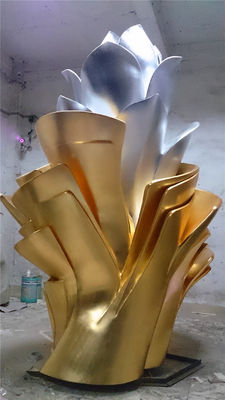 Gold Foil Stainless Steel Sculpture Abstract Paste Modern Silver Sculpture