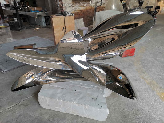 Abstract Seed Stainless Steel Sculpture Overlapping Outdoor Garden Statuary